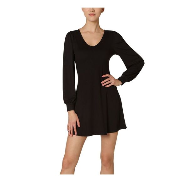 ULTRA FLIRT Womens Black Long Sleeve Short Sheath Dress Juniors Size: S - Picture 1 of 1
